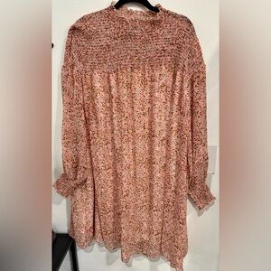 Terra & Sky Pink Floral Smocked Yoke Dress